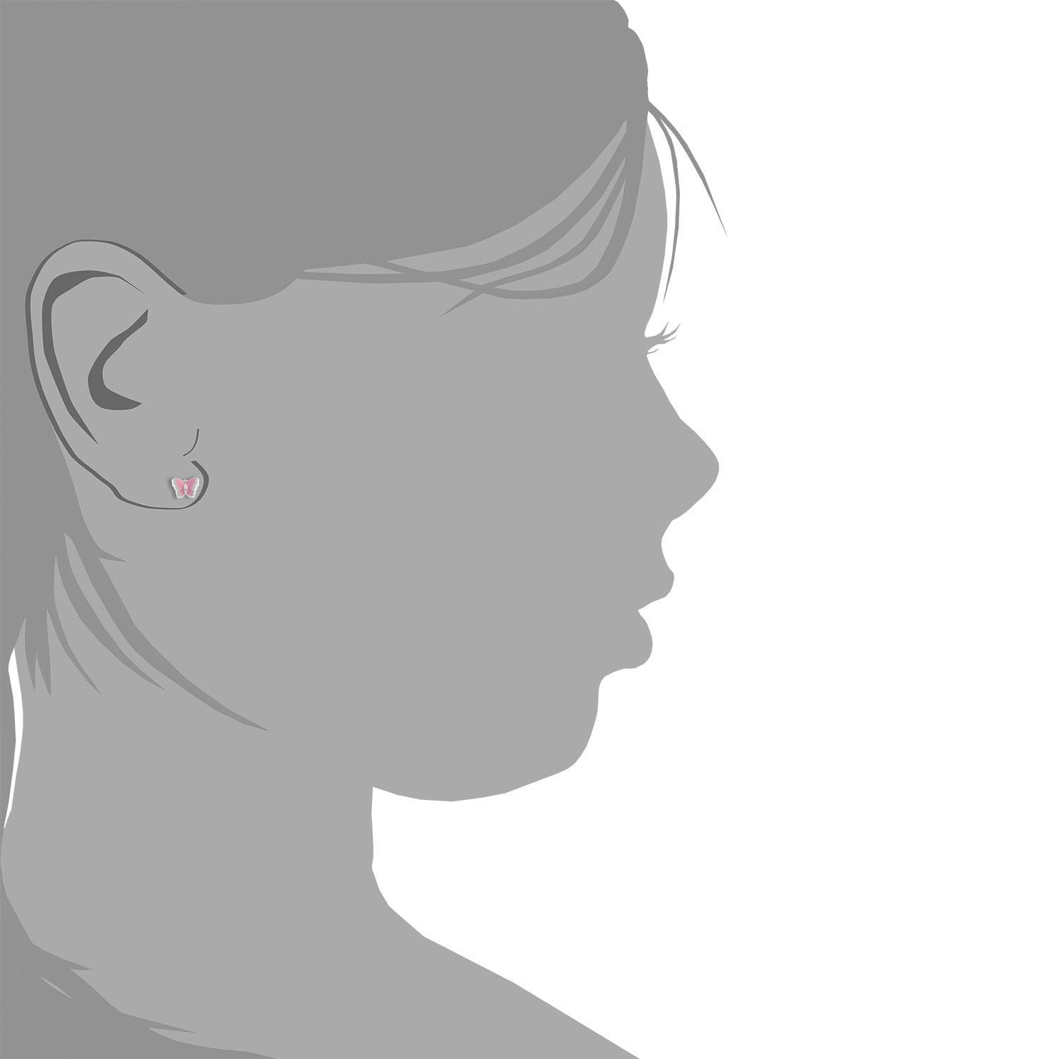 Pendientes Plata Mariposa Esmaltada Rosa
