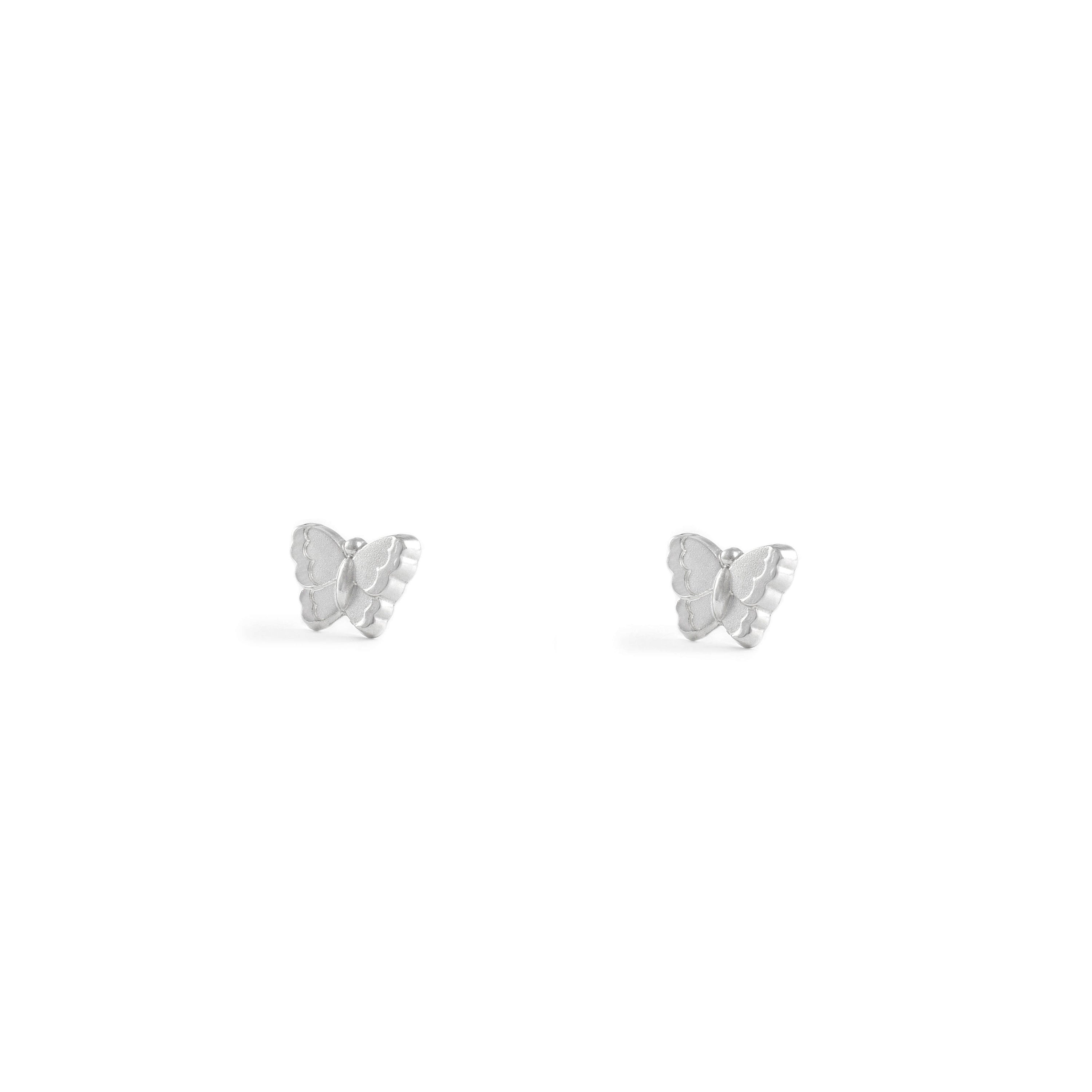 Matte and Shiny Butterfly Sterling Silver Earrings