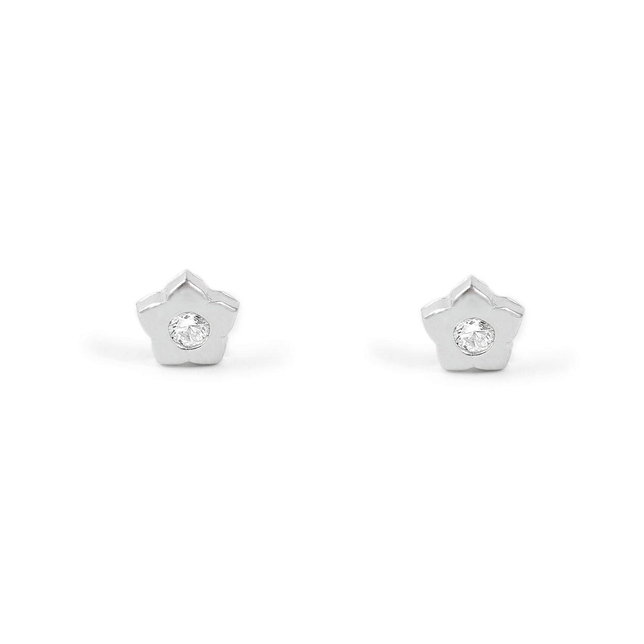 Shiny Zirconia Flower Sterling Silver Earrings