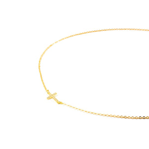 Cadena cruz horizontal en circon para niña o mujer