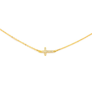 Cadena cruz horizontal en circon para niña o mujer