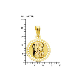 Medalla Oro Redonda Virgen Niña cerco calado