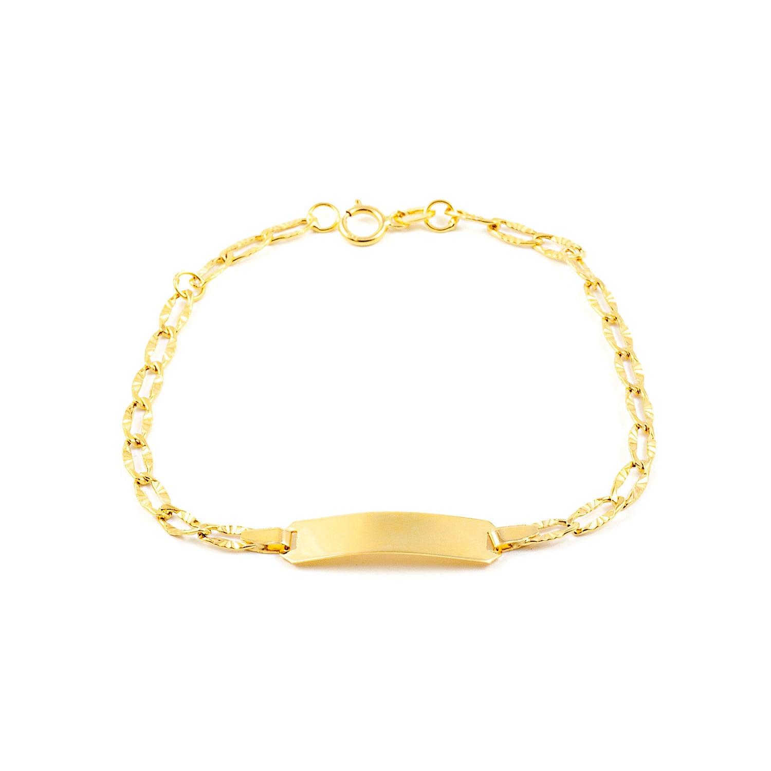 Pulsera Niña Oro Amarillo 18K Personalizada Esclava Brillo y Textura 14 cm