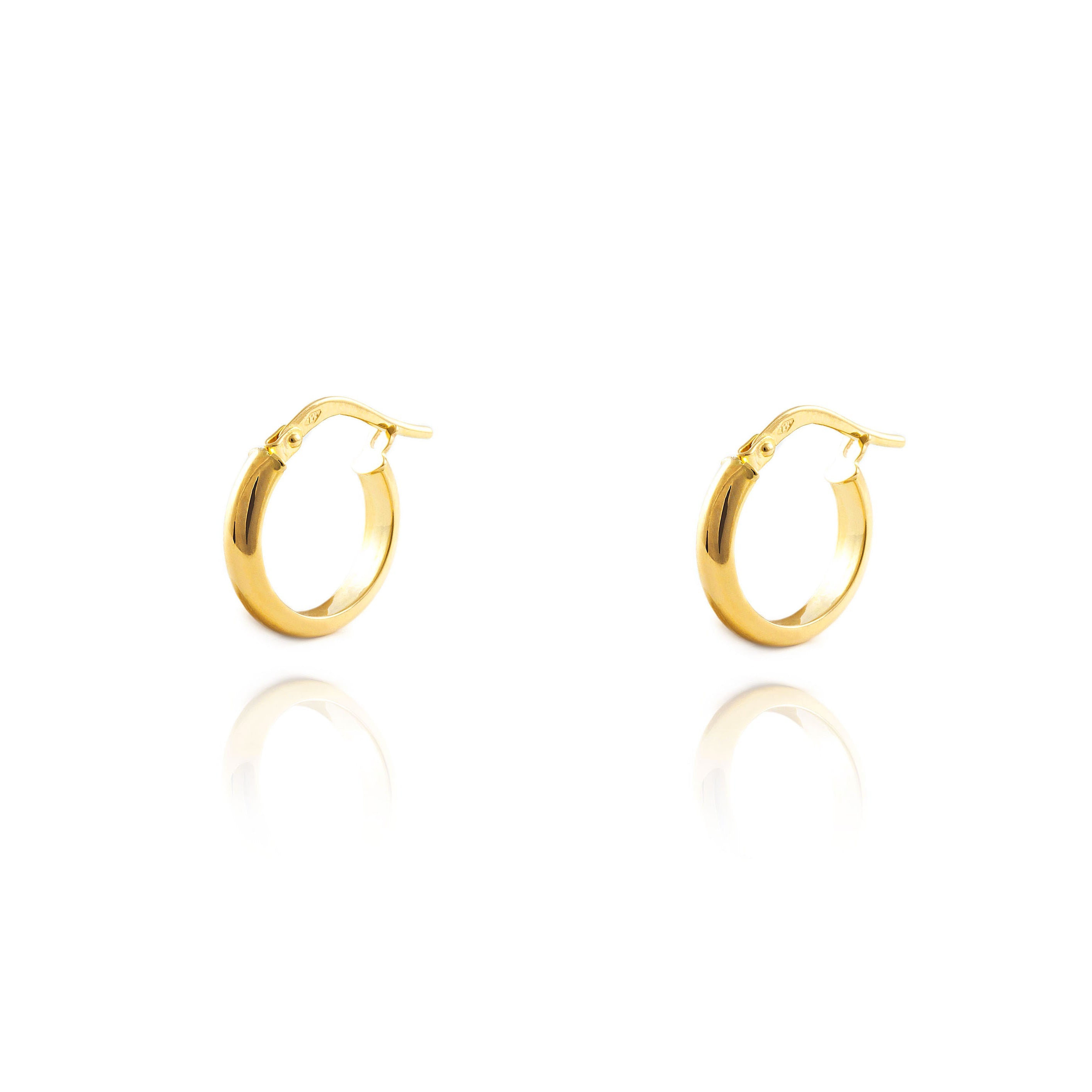 Pendientes Oro Amarillo 18K Aros Media Caña Brillo 14 x 3 mm
