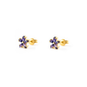 Pendientes Niña Margarita 5 Petalos en Amatista