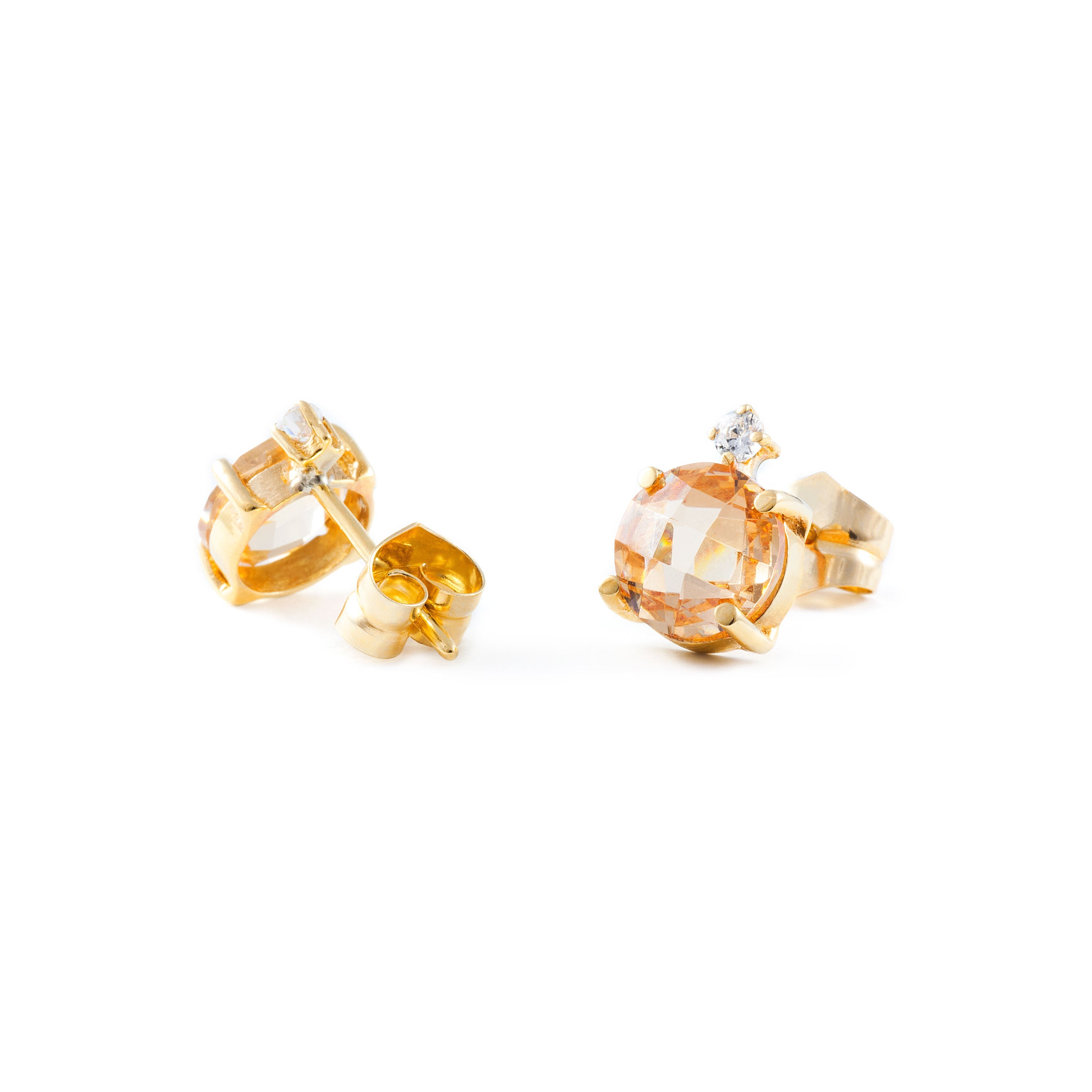 Pendientes Niña Redondos Briolet Champan y Circonita