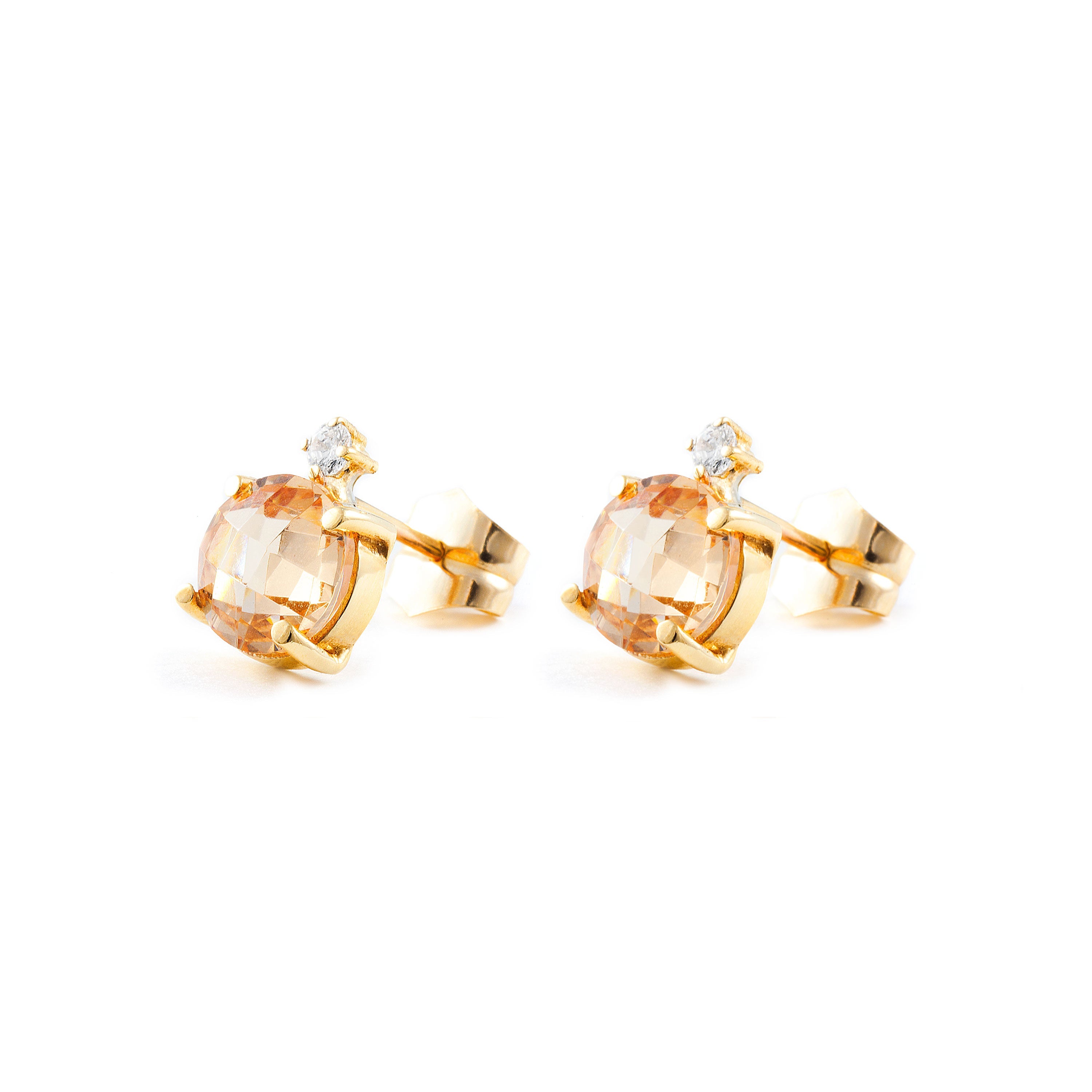 Pendientes Niña Redondos Briolet Champan y Circonita