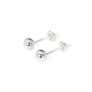 Pendientes niña Bola Lisa oro blanco 5 mm.