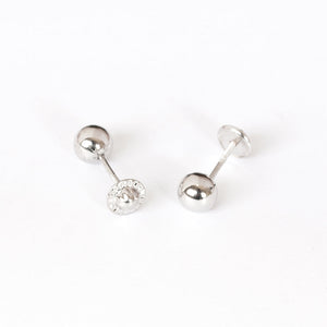 Pendientes niña Bola Lisa oro blanco 5 mm.