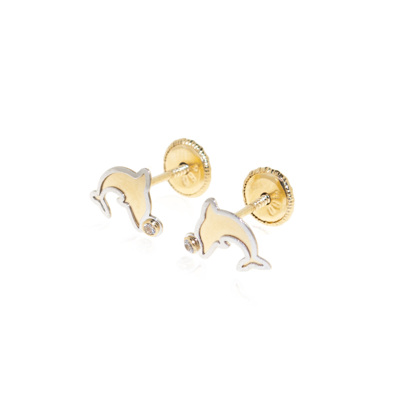 Pendientes Bebe o niña Delfin bicolor mate/brillo