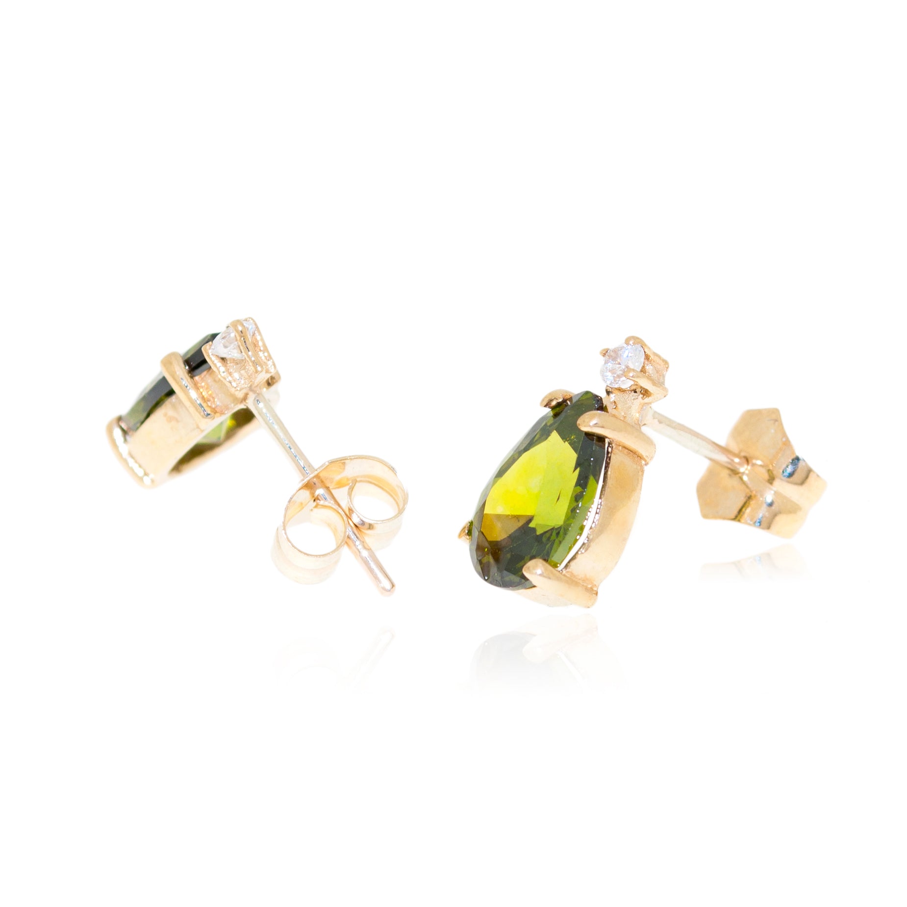 Pendientes Niña Lagrima Verde Peridoto y Circonita