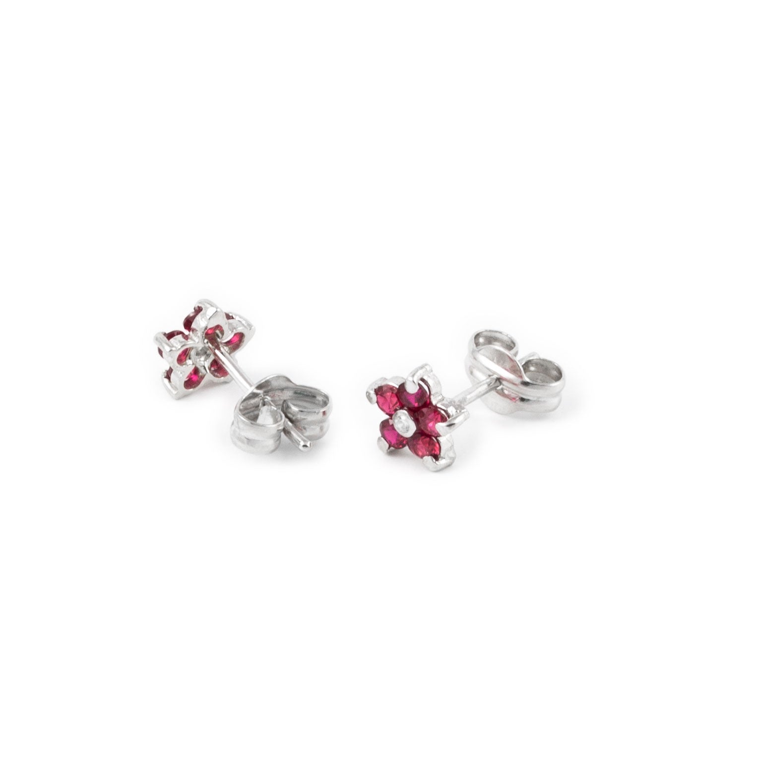 Pendientes Niña Margarita 5 Petalos Rubi y Circonita