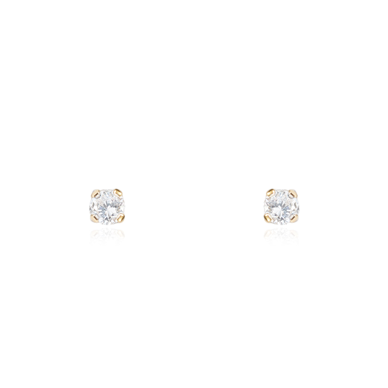 Pendientes Bebe Oro Amarillo 18K Garra Circonita 3 mm Brillo