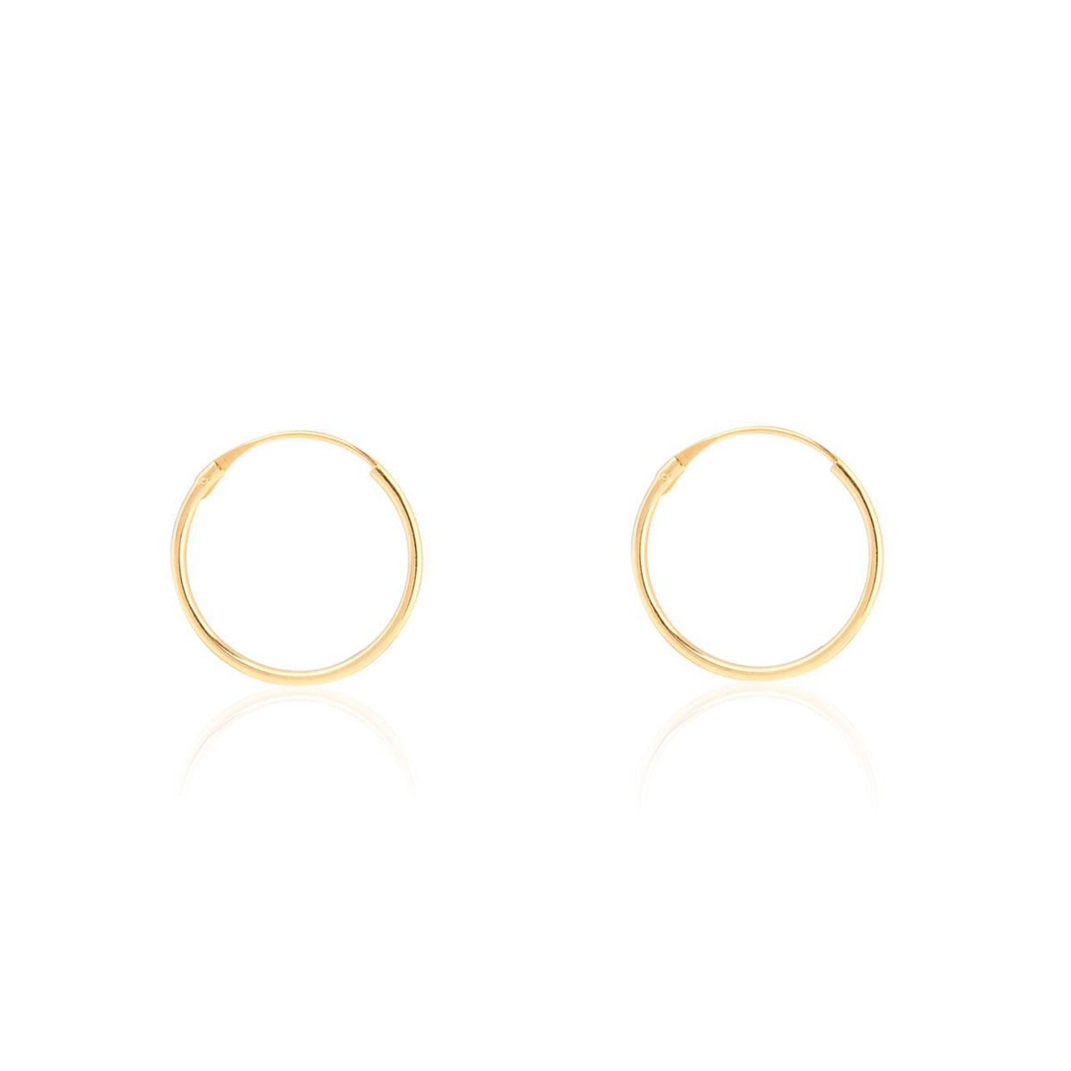Pendientes Oro Amarillo 18K Aros Redondo Brillo 12 x 1 mm