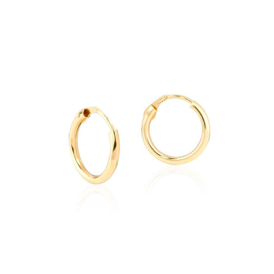 Pendientes Oro Amarillo 18K Aros Redondo Brillo 12 x 1,2 mm