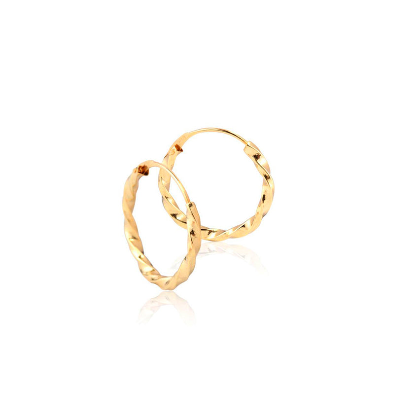 Pendientes Oro Amarillo 18K Aros Cuadrado Reliados Brillo 12 x 1,5 mm