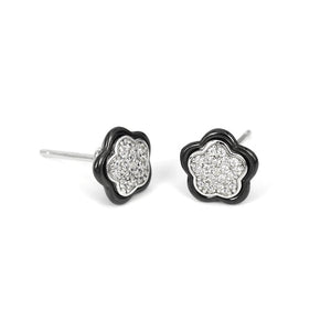 Pendientes Plata margarita con ceramica negra