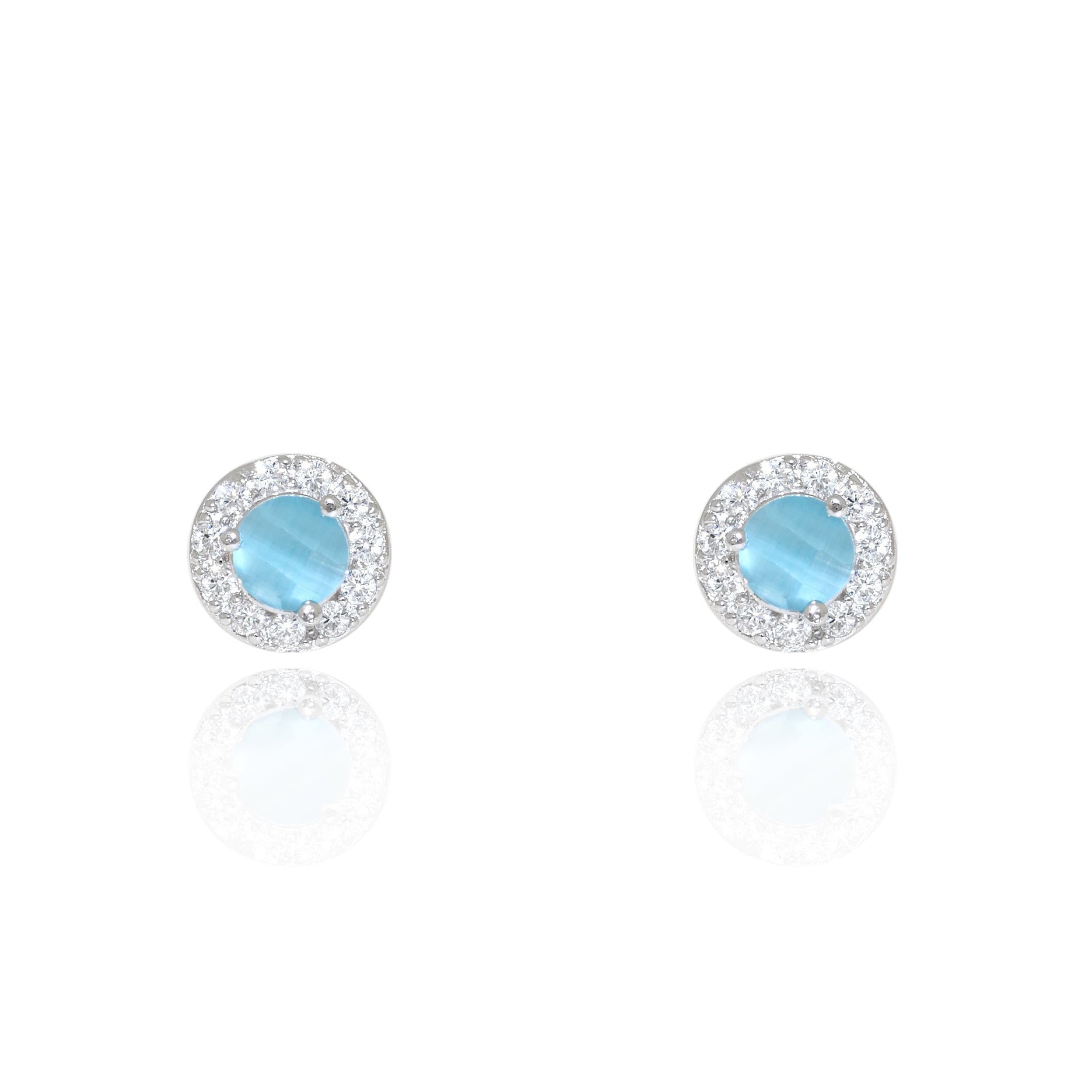 Pendientes Plata de Ley Redondo Verde Brillo
