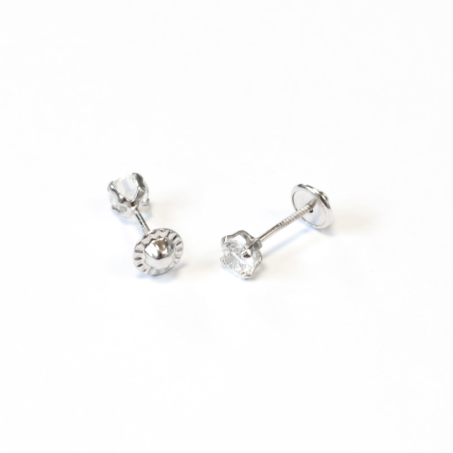 Pendientes Plata Bebe o niña de Garra con circonita 4 mm