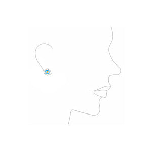 Pendientes Plata flor con mariposa Azul