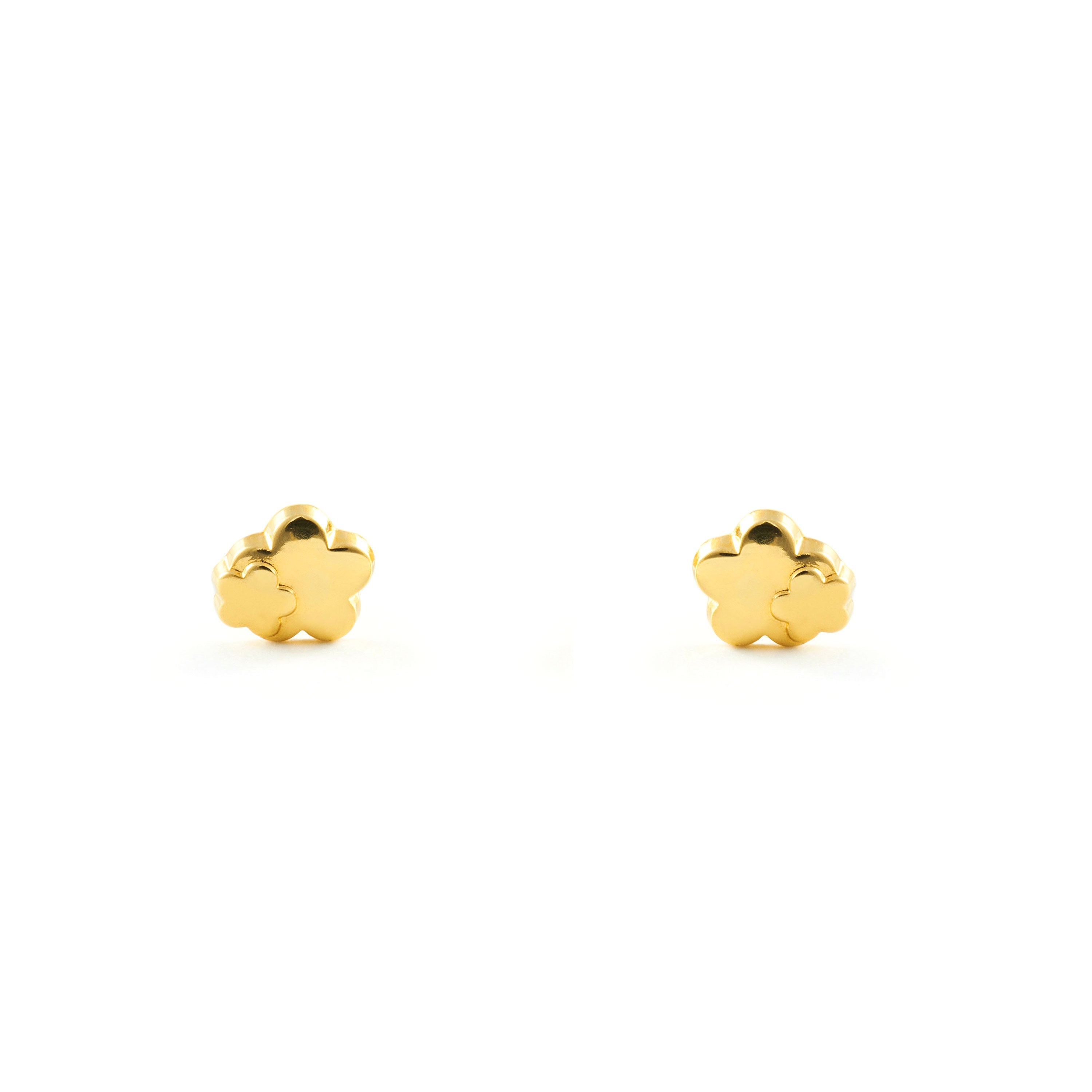 Baby Earrings 9K Yellow Gold Glitter Daisy Flower