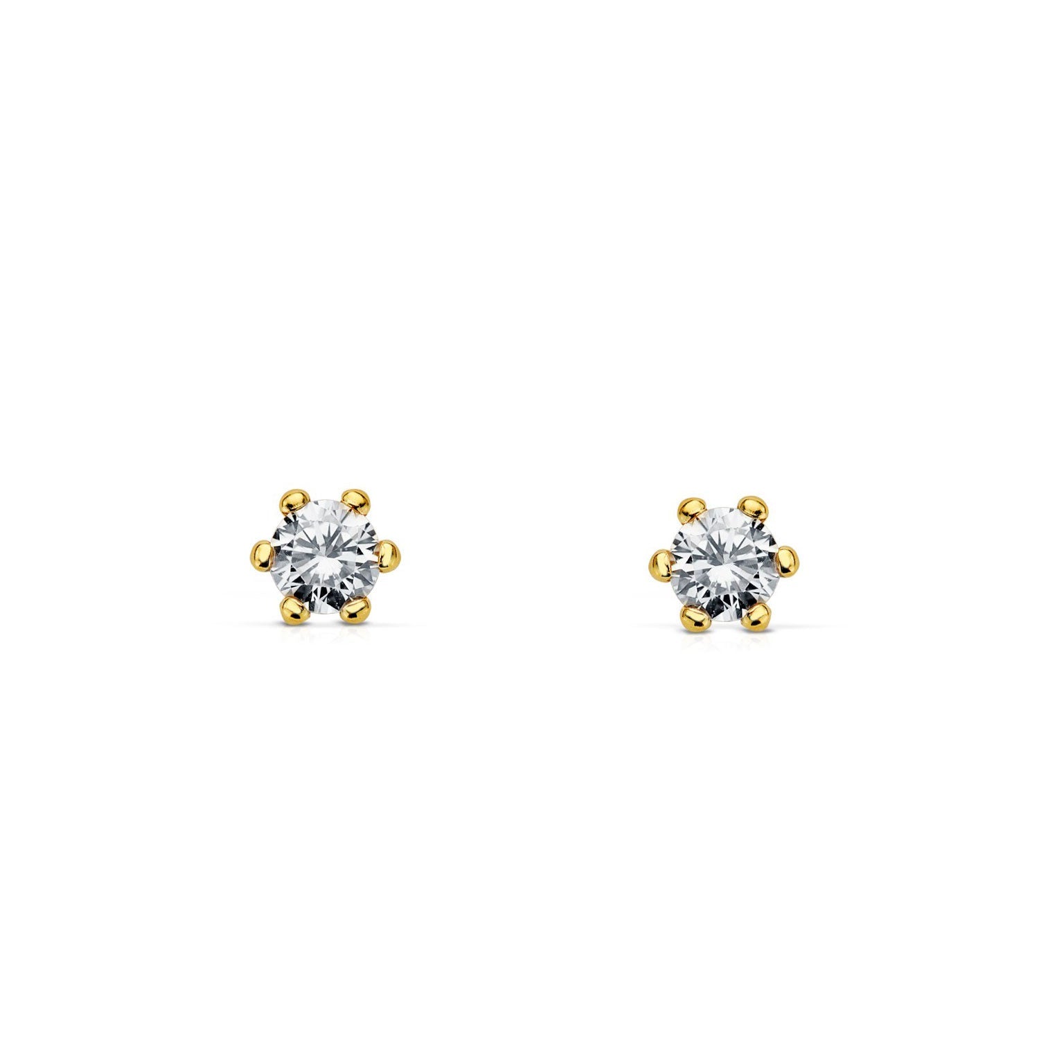 Pendientes Mujer-Niña Oro Amarillo 9K Garra Circonita 5 mm Brillo