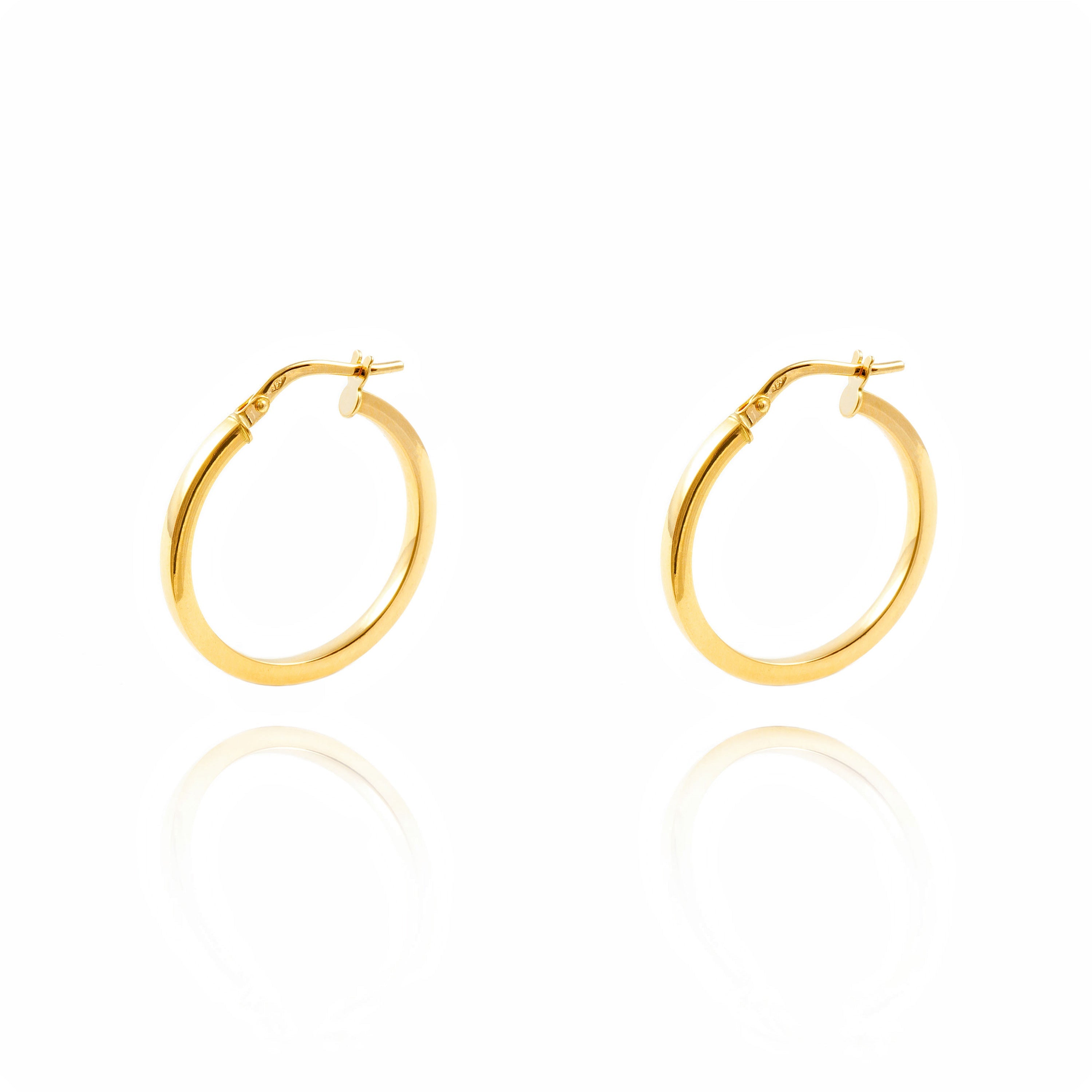 Pendientes Oro Amarillo 18K Aros Cuadrados Brillo 24 x 2 mm