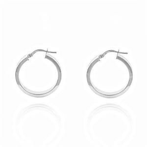 Pendientes Oro Blanco Aro liso cuadrado Greca 24x4 mm