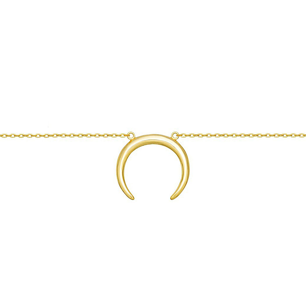 Sterling Silver Golden Shiny Horn Necklace