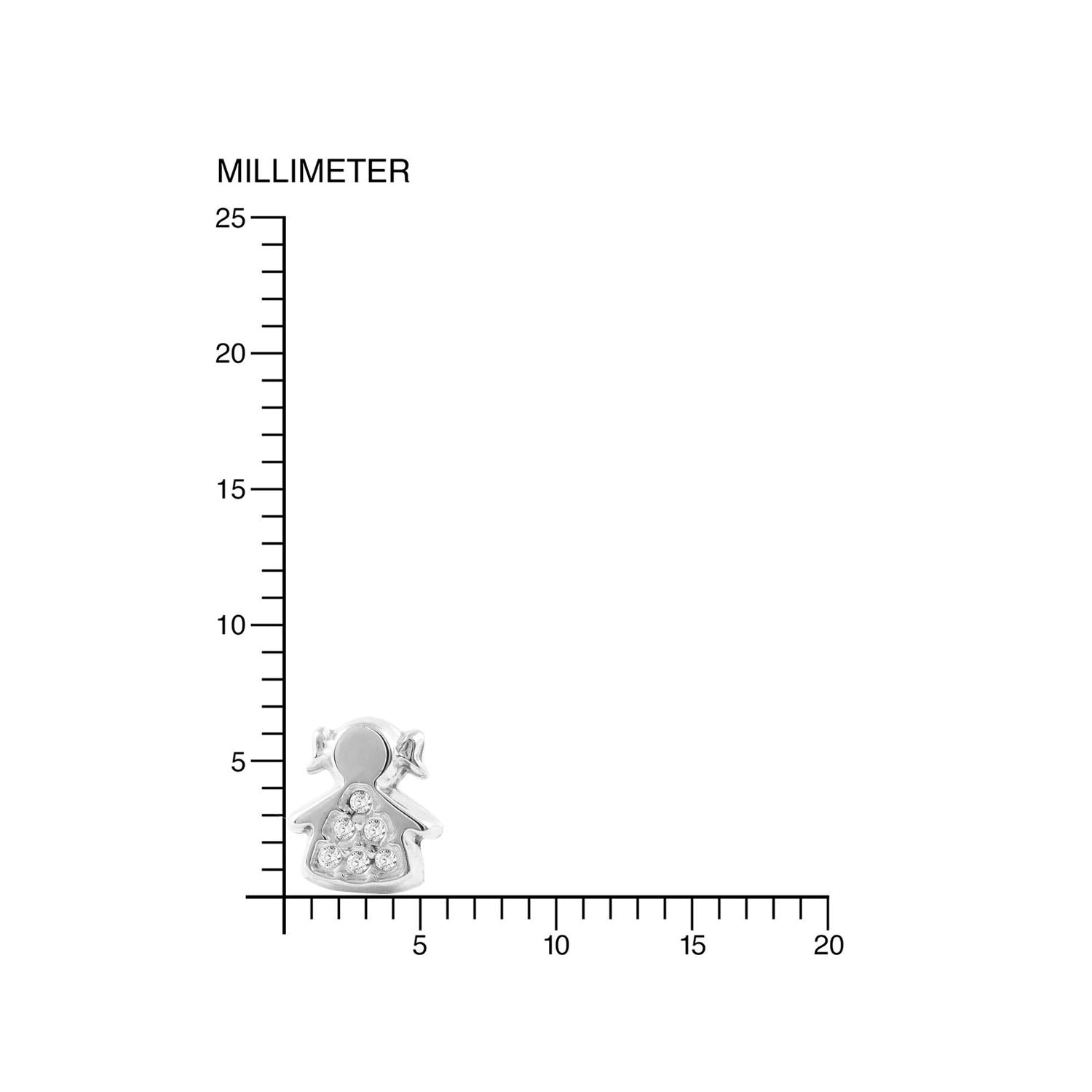 Pendientes Bebe o Niña Oro Blanco Muñeca con Circonitas