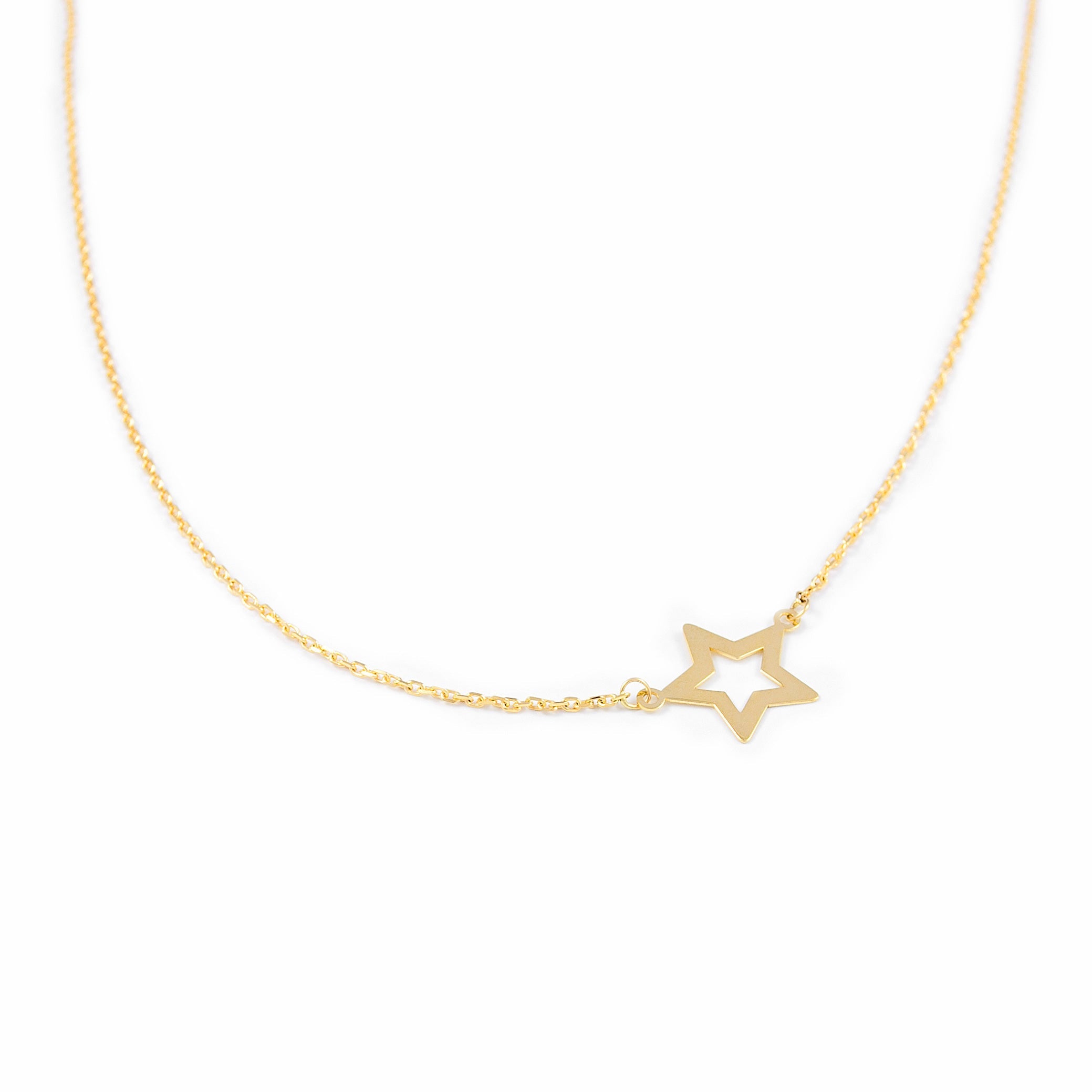 Collar Mujer Oro Amarillo 18K Estrella Brillo