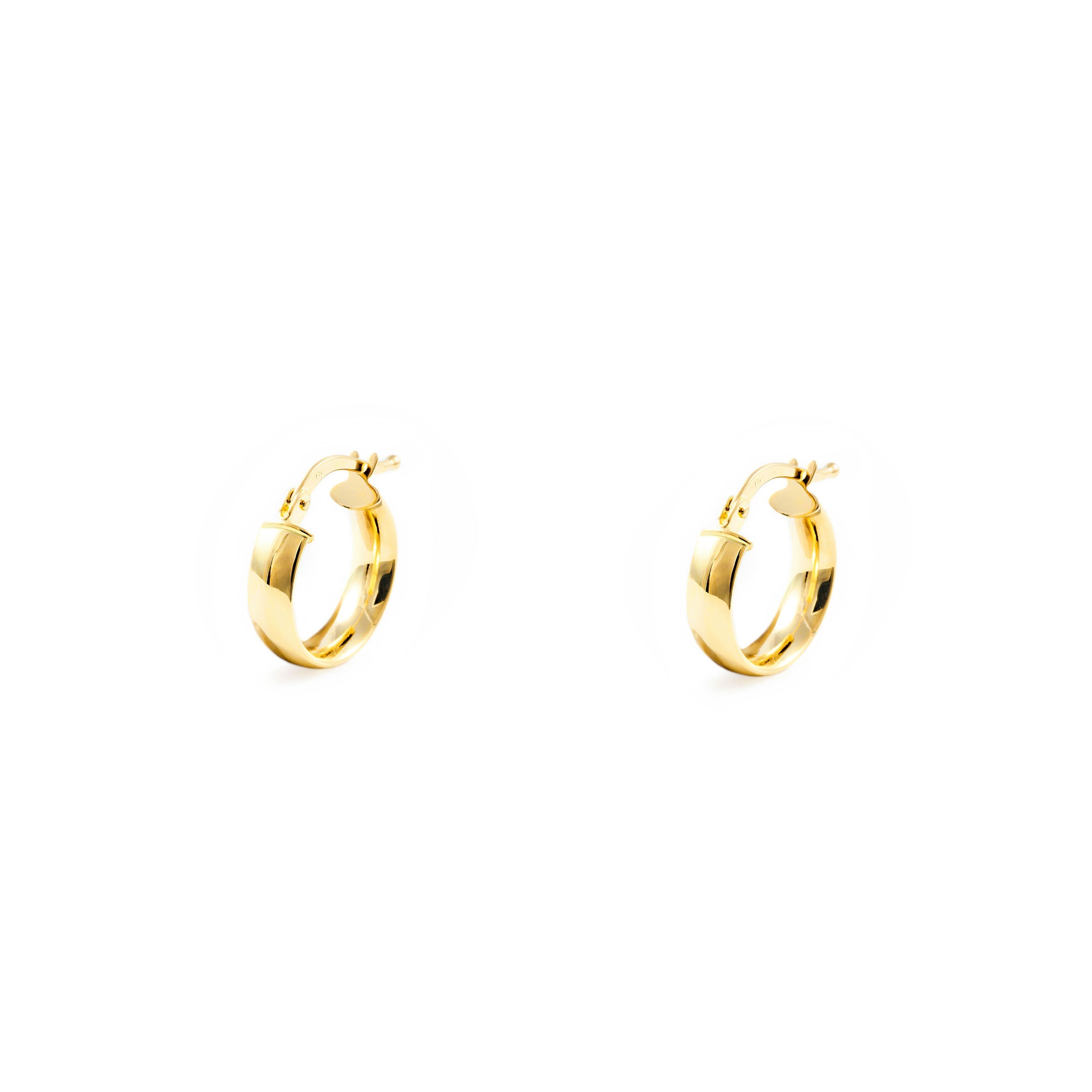 Pendientes Oro Amarillo 18K Aros Media Caña Brillo 13,5 x 4 mm