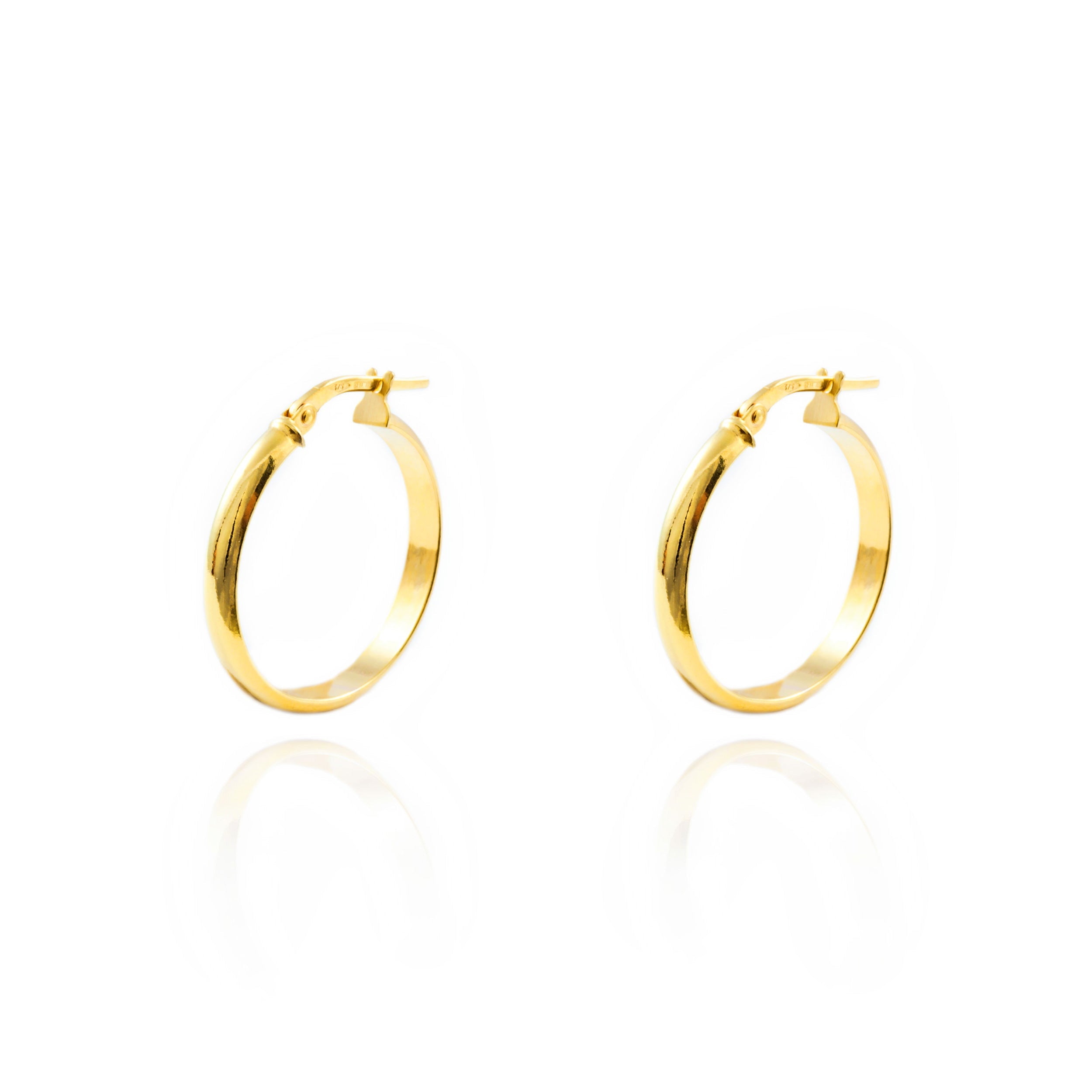 Pendientes Oro Amarillo 9K Aros Media Caña Brillo 22 x 3 mm