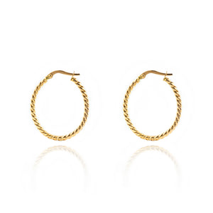 Pendientes Oro Aros reliados Ovales 30x2 mm (9kts)