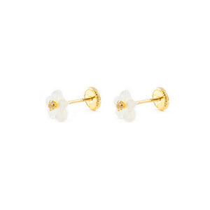 Pendientes bebe o Niña Flor Nacar 5 Petalos Circonita