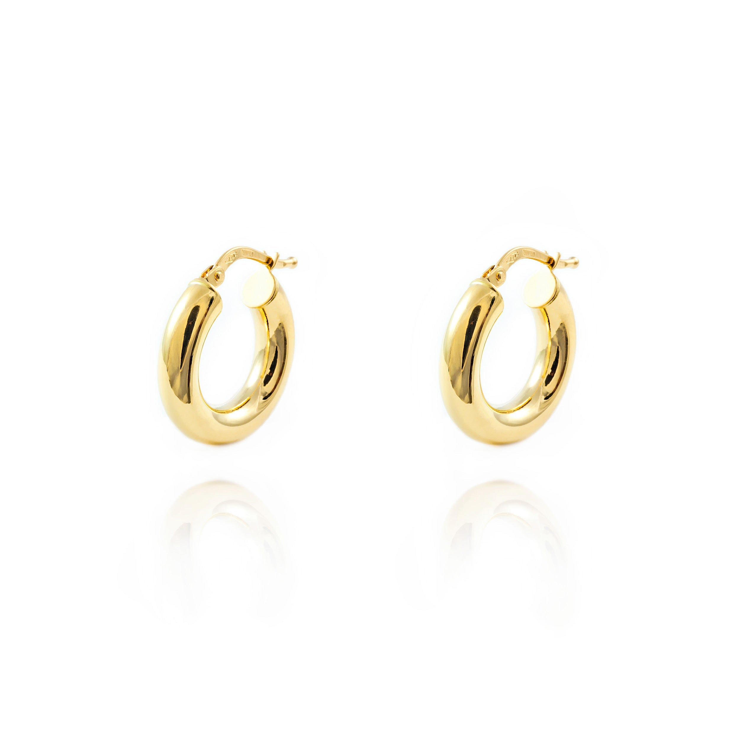 Pendientes Oro Amarillo 18K Aros Redondo Brillo 18 x 4 mm