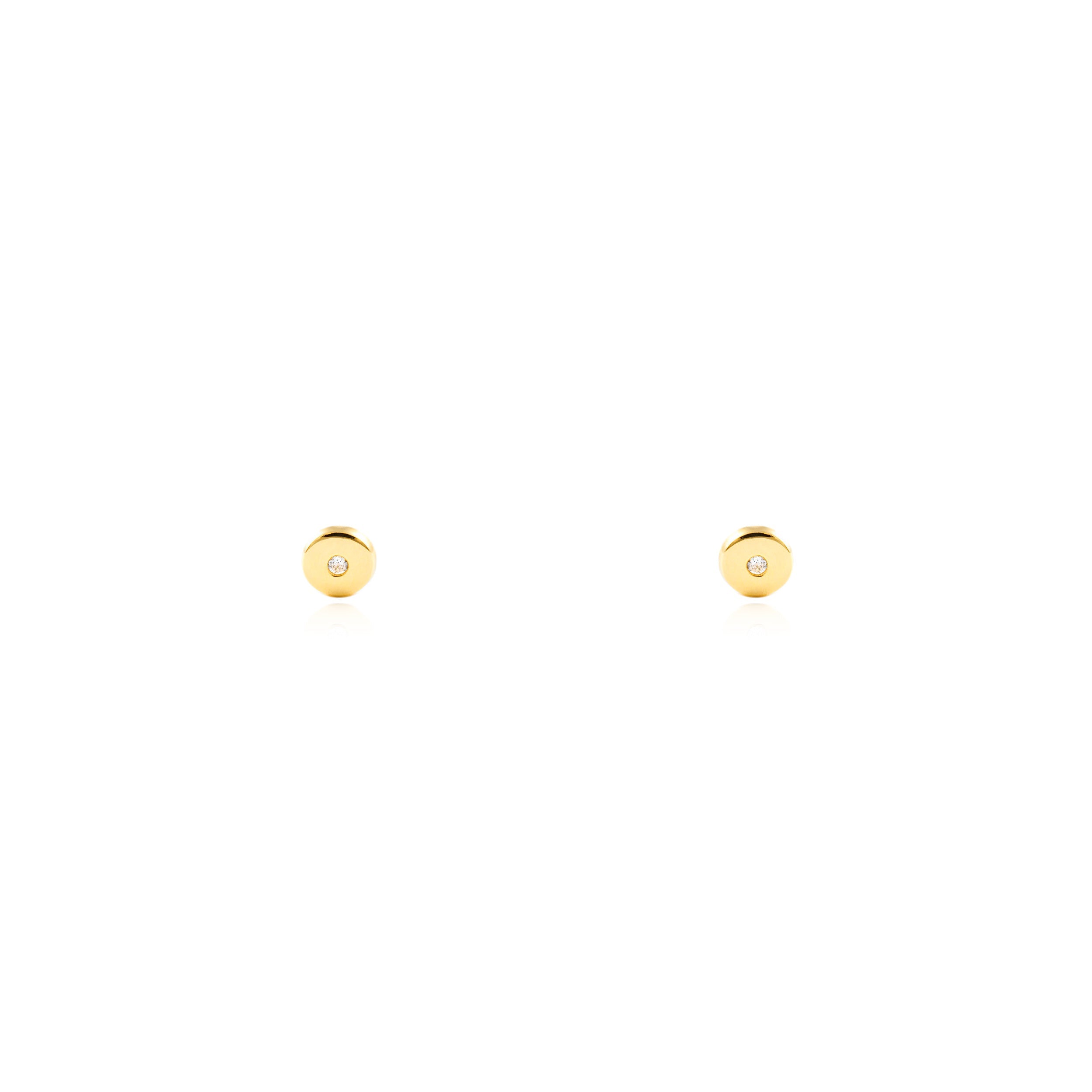 Pendientes Bebe Oro Amarillo 18K Redondo Circonita Brillo