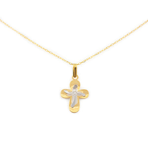 Colgante Cruz oro Bicolor con diamante