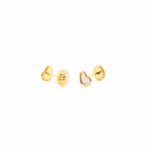 Pendientes Oro Bebe o Niña corazón con fondo nacar (9kts)