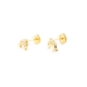 Pendientes Bebe o Niña Oro Amarillo Delfin con Circonitas