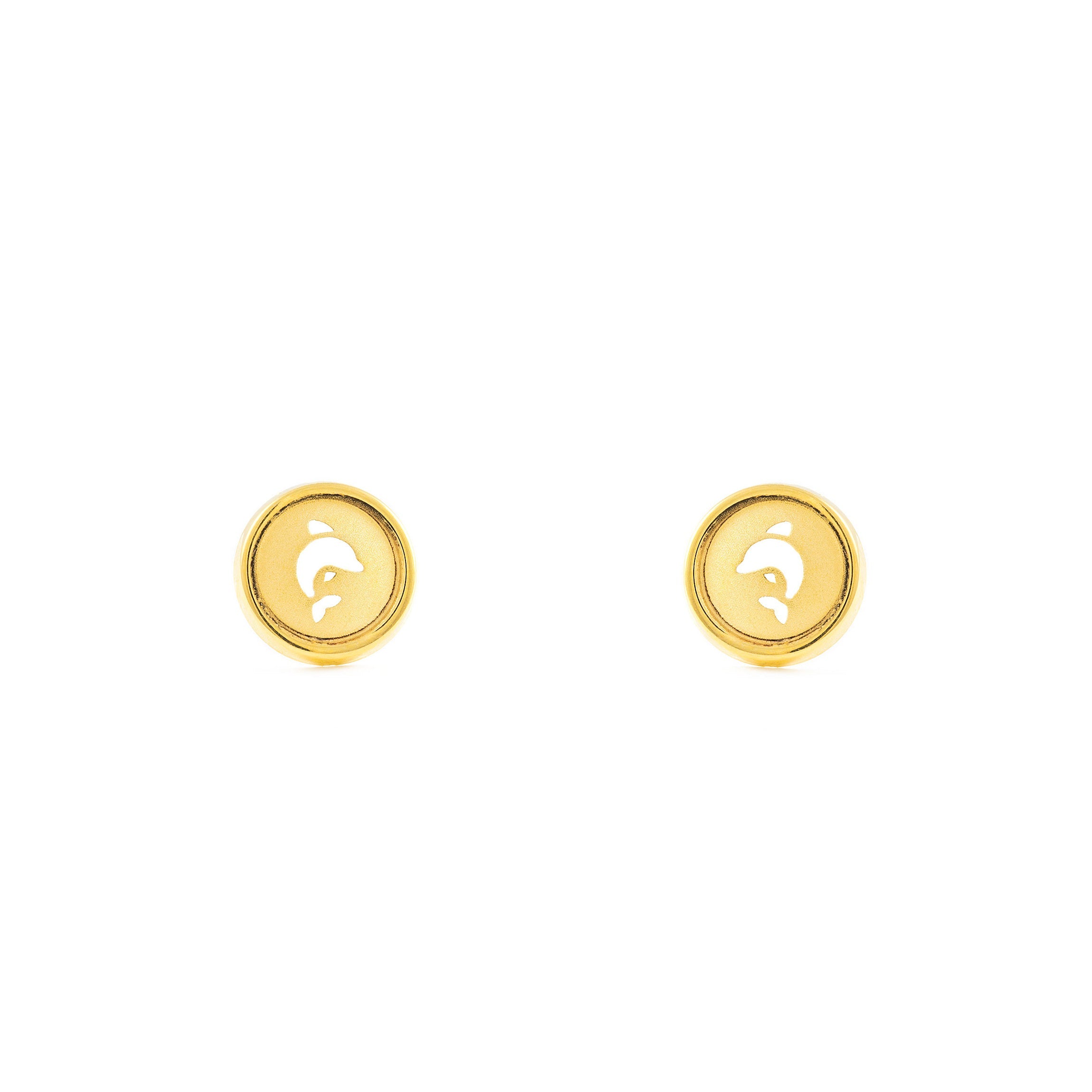 Pendientes Mujer-Niña Oro Amarillo 18K Liso Redondo Mate y Brillo