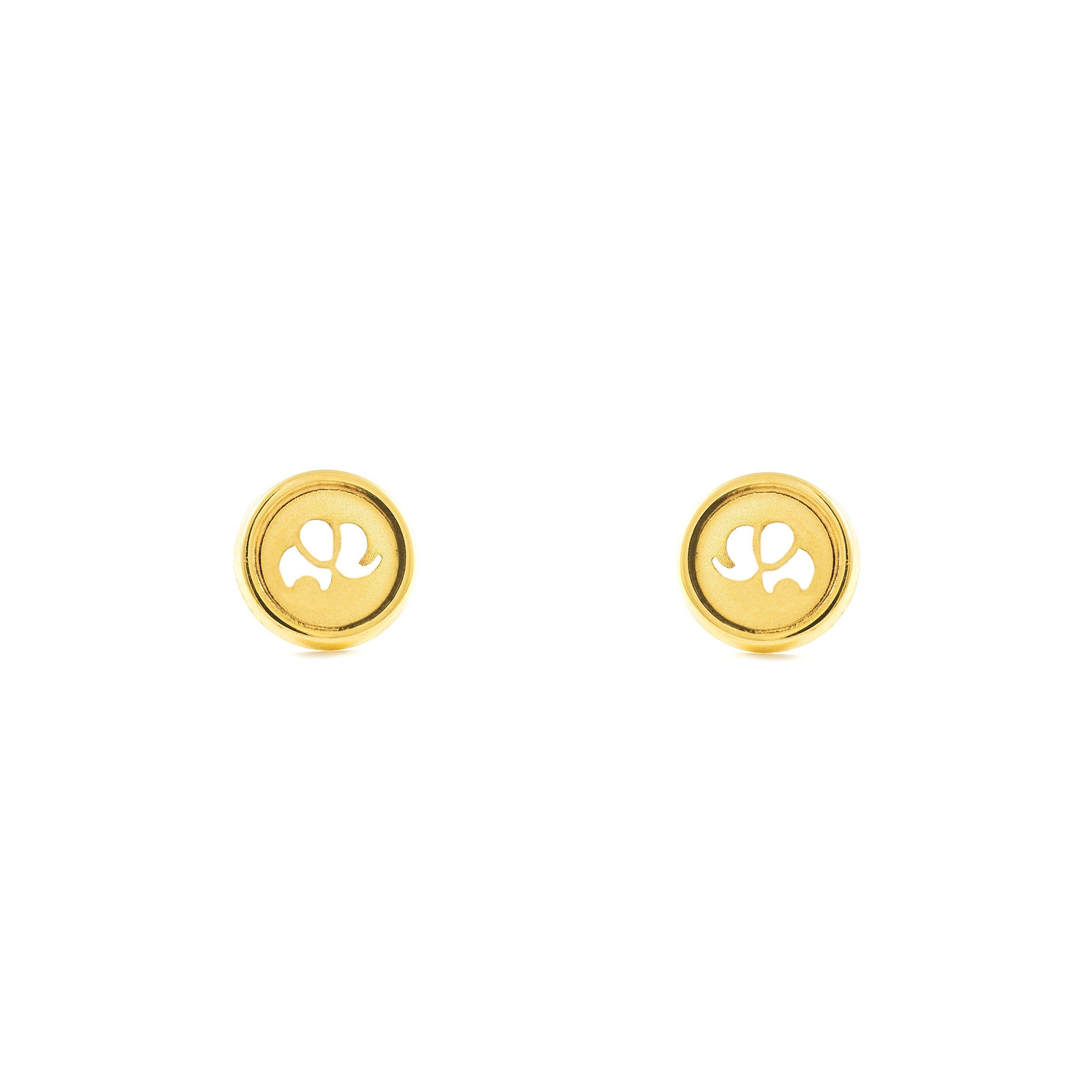 Pendientes Mujer-Niña Oro Amarillo 18K Liso Redondo Mate y Brillo