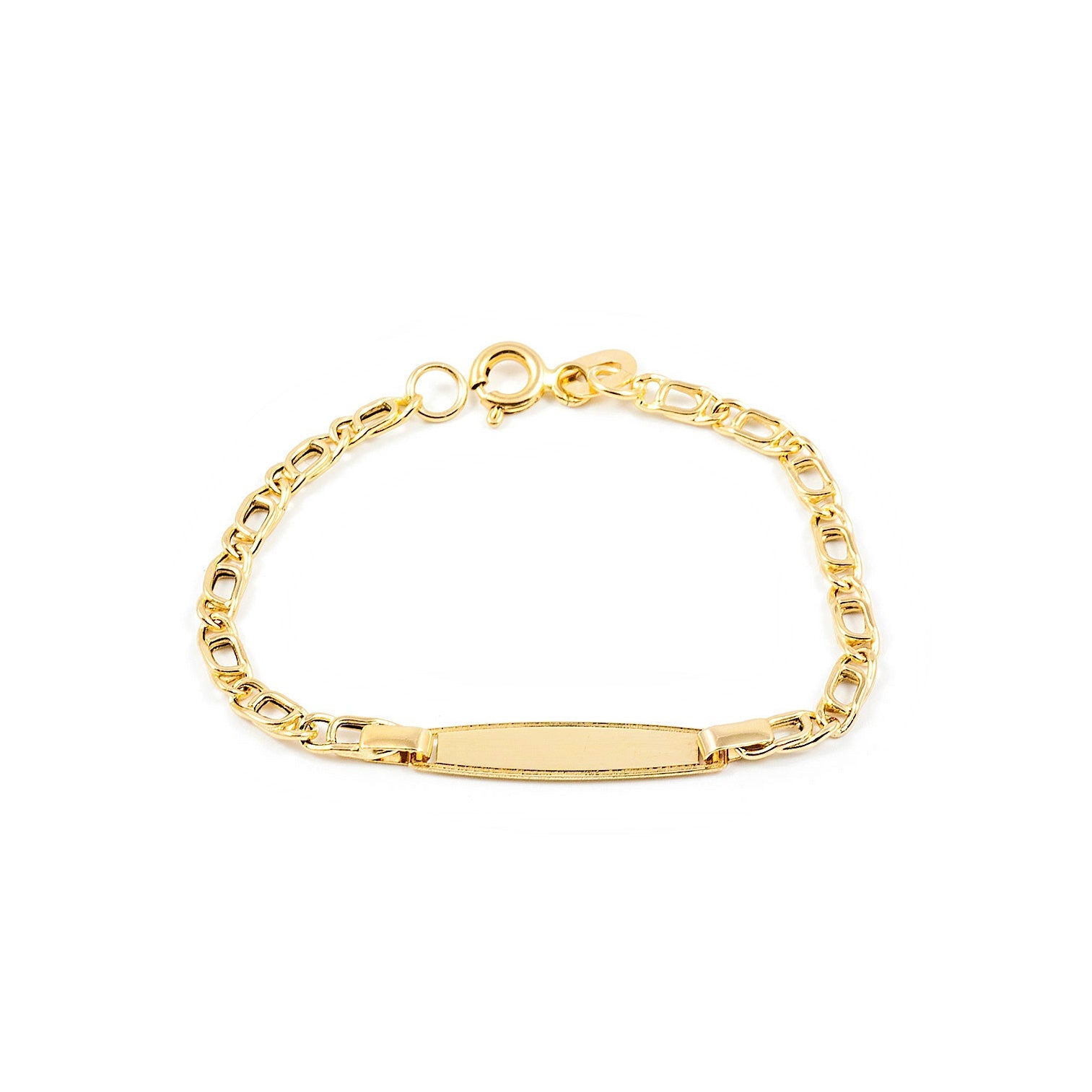 Pulsera Bebe-Niña Oro Amarillo 18K Personalizada Esclava Bisel Brillo 12 cm
