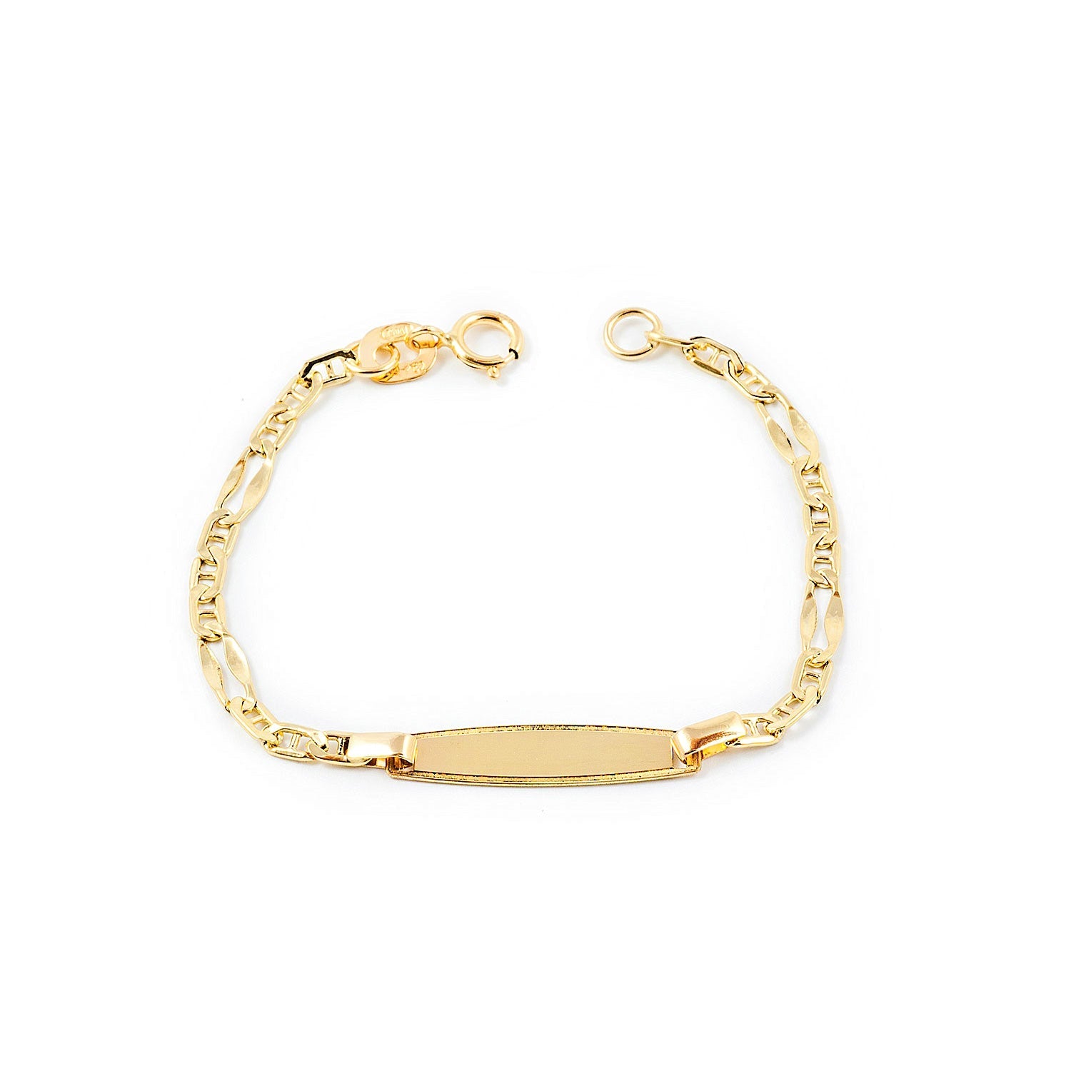 Pulsera Bebe-Niña Oro Amarillo 18K Personalizada Esclava Bisel Brillo 12 cm