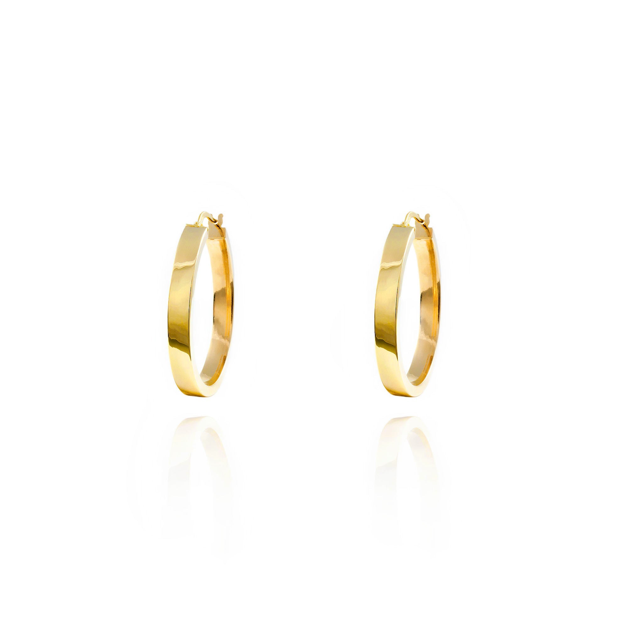 Pendientes Oro Aro liso rectangular 24x4 mm