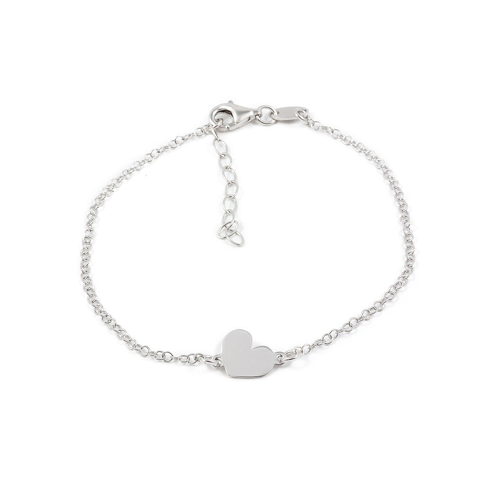 Women's Sterling Silver Shiny Heart Bracelet
