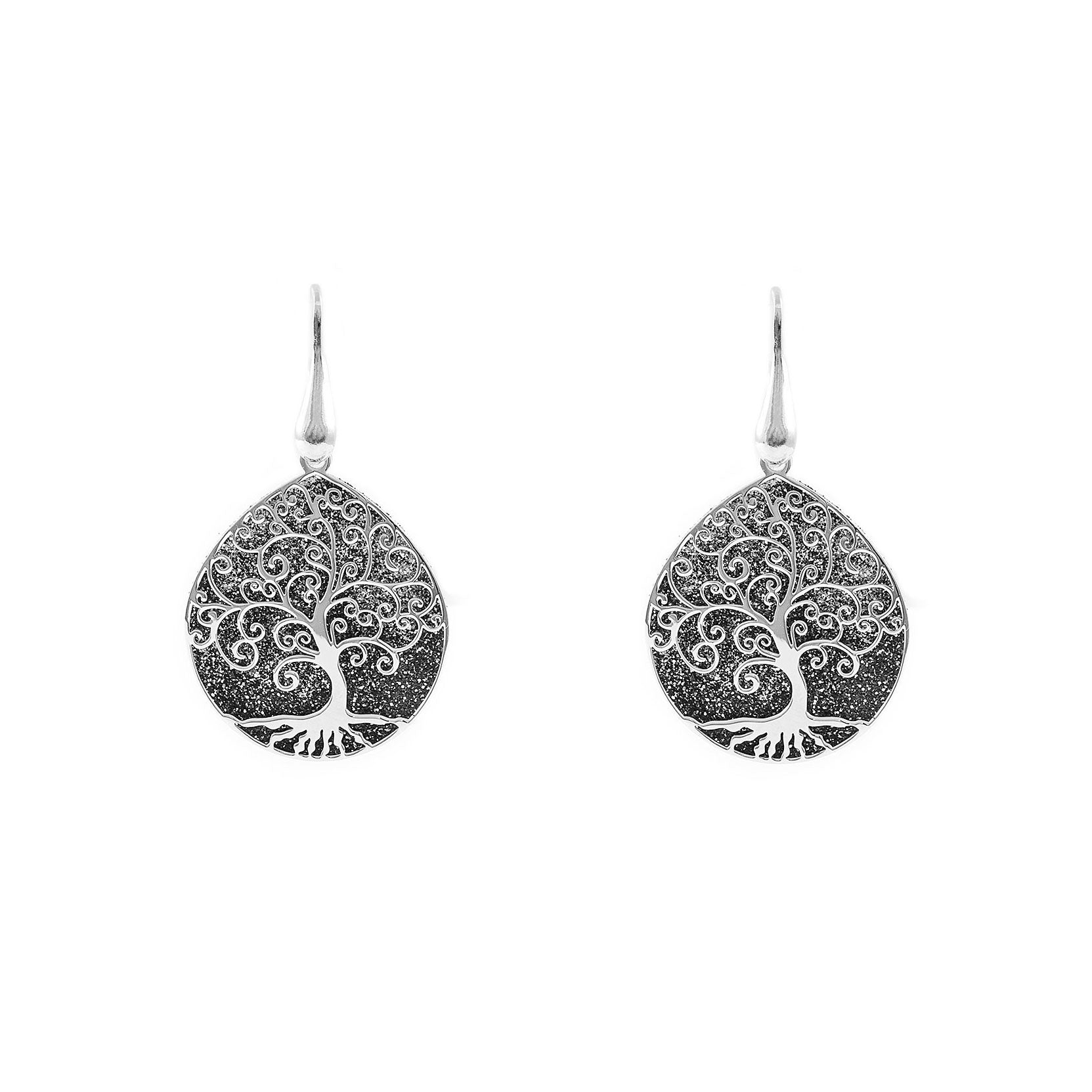 Shiny Tree of Life Sterling Silver Earrings