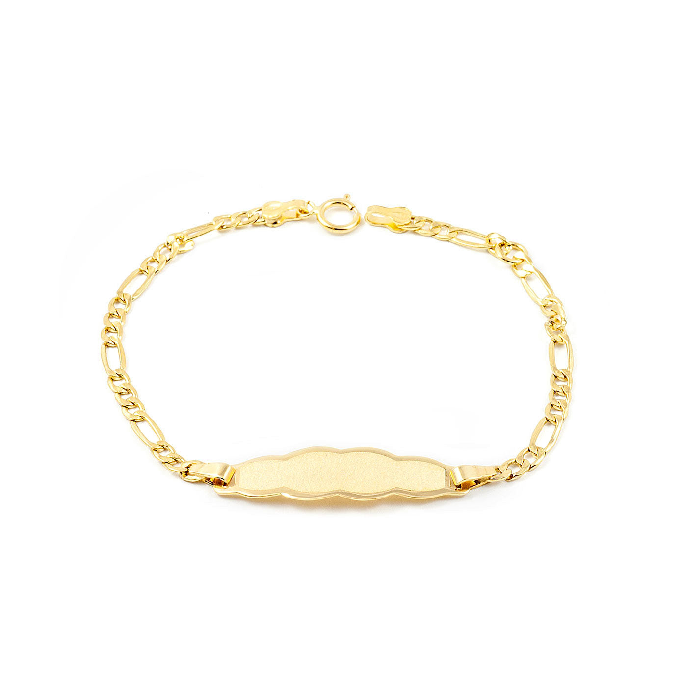 Pulsera Niña Oro Amarillo 18K Personalizada Esclava Nube Brillo 14 cm