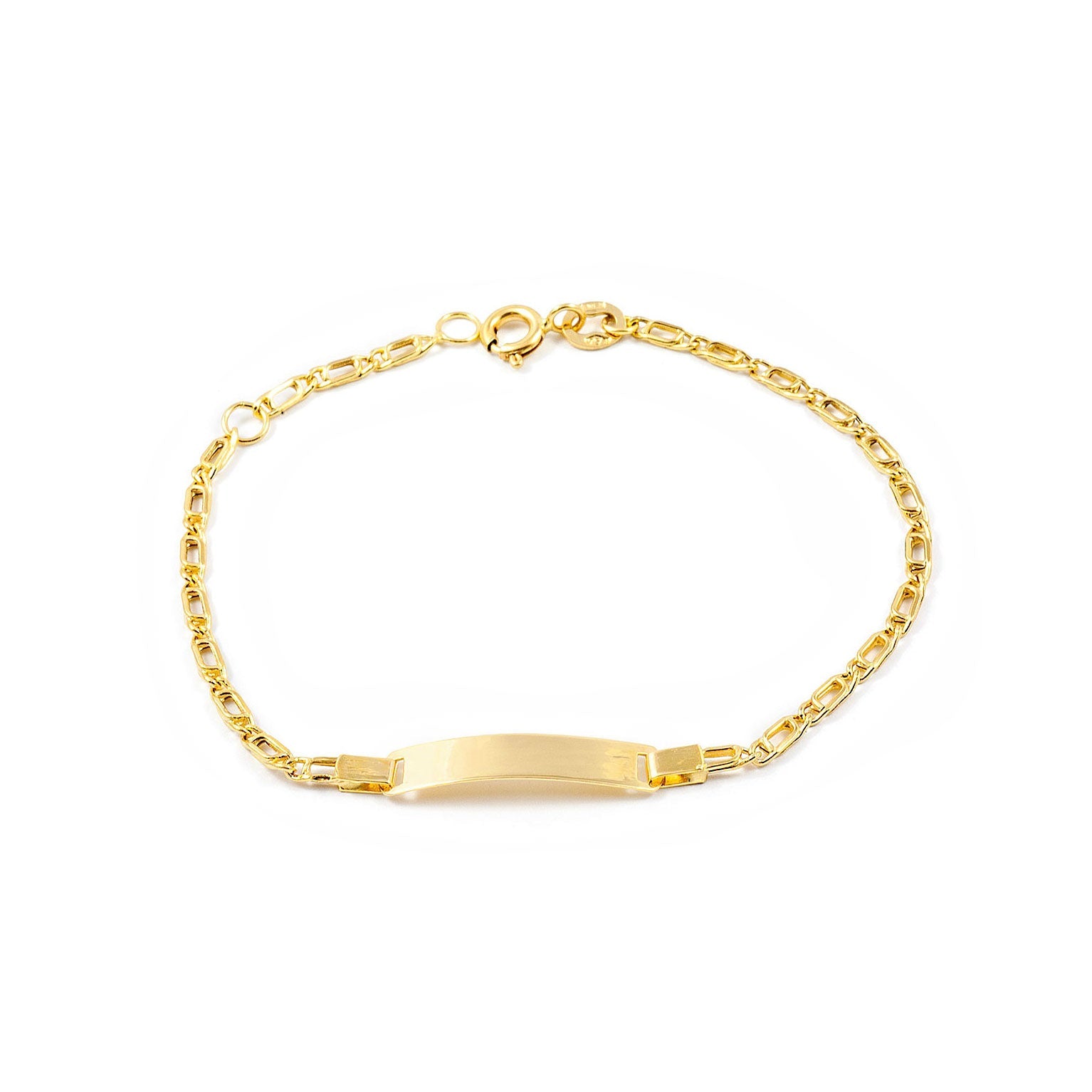 Pulsera Niña Oro Amarillo 18K Personalizada Esclava Brillo 15 cm