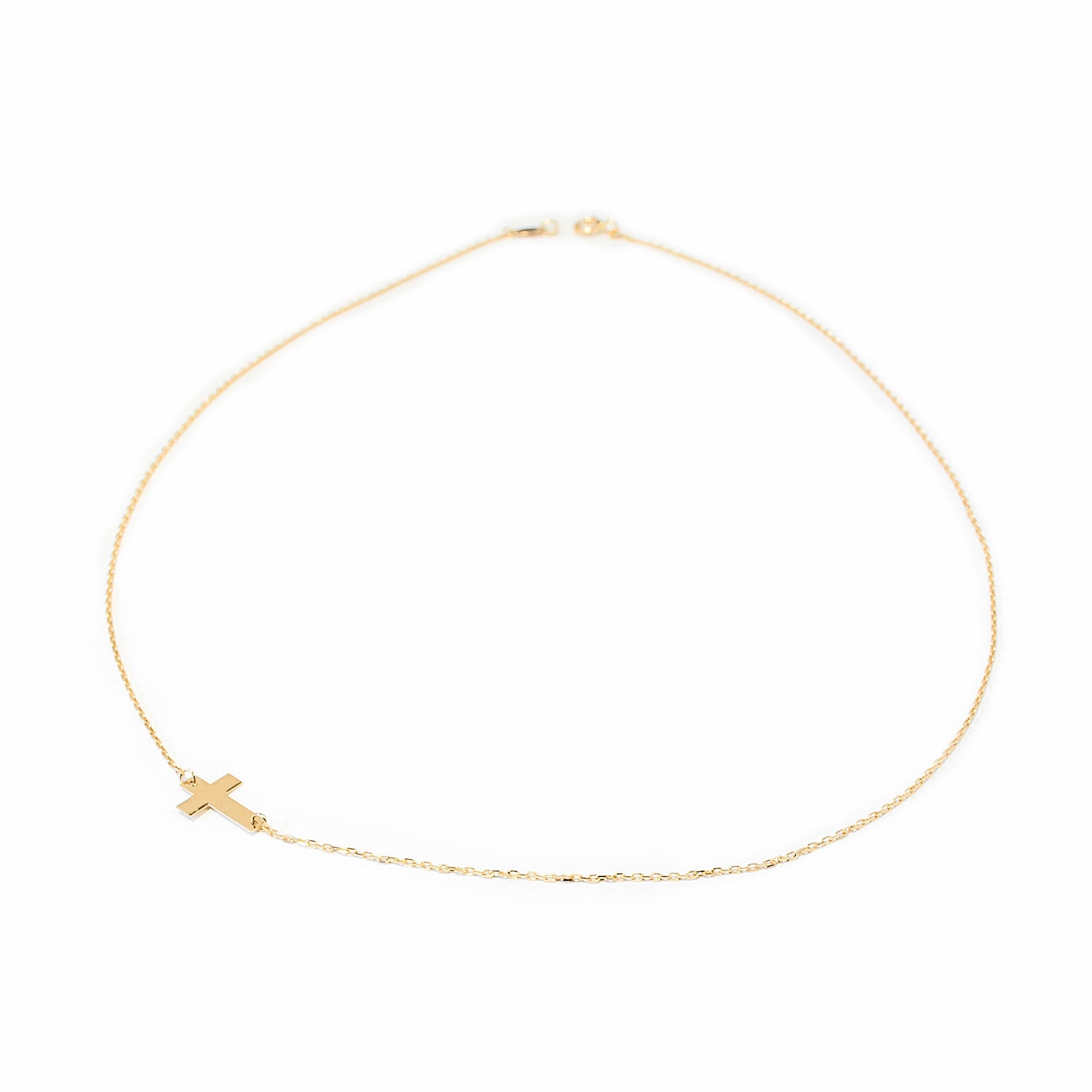 Collar Mujer Oro Amarillo 9K Cruz horizontal Brillo